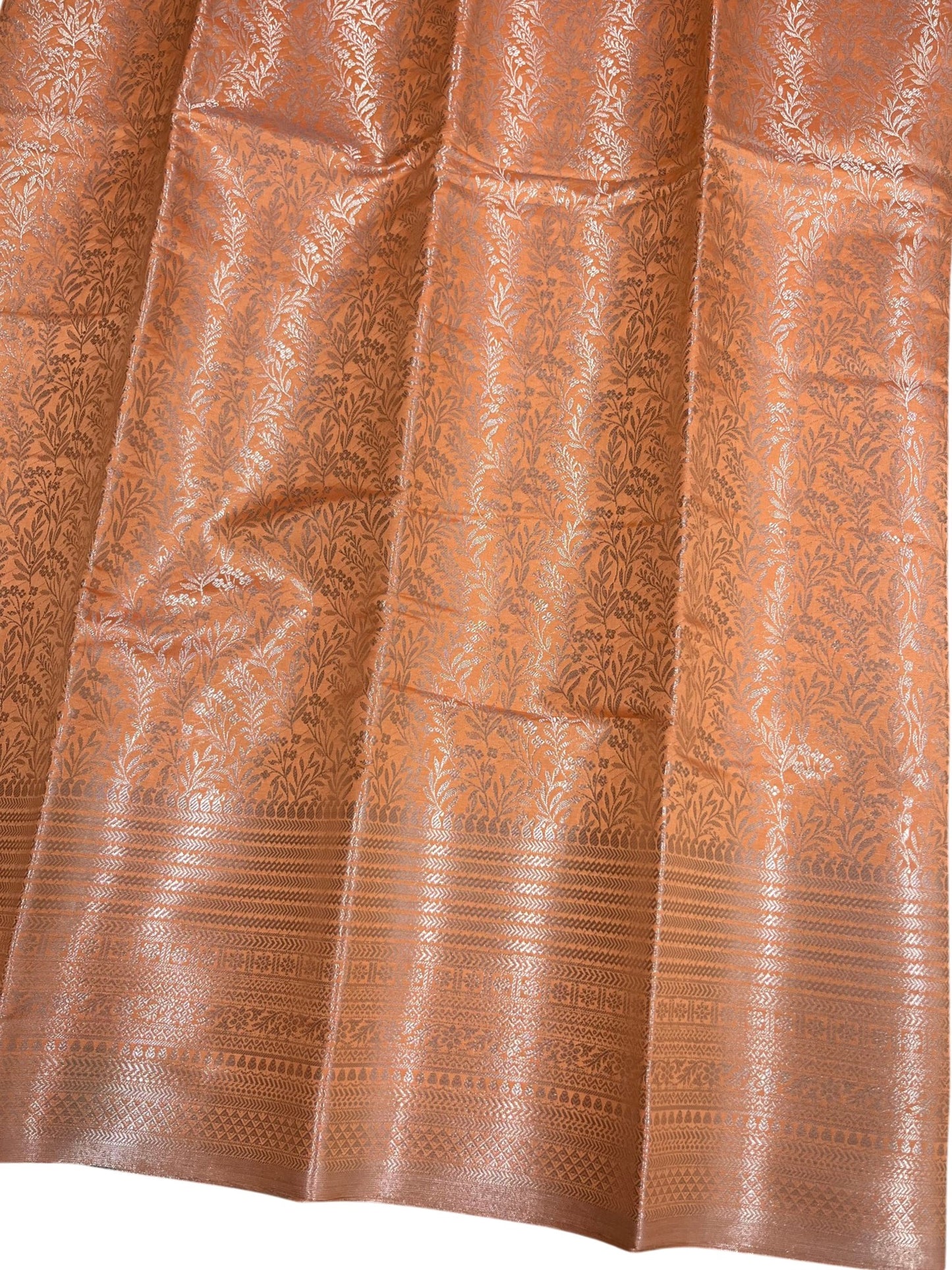 Southloom Premium Semi Silk Zari Work Bridal Brocade Saree in Pastel Orange with Matching Pallu