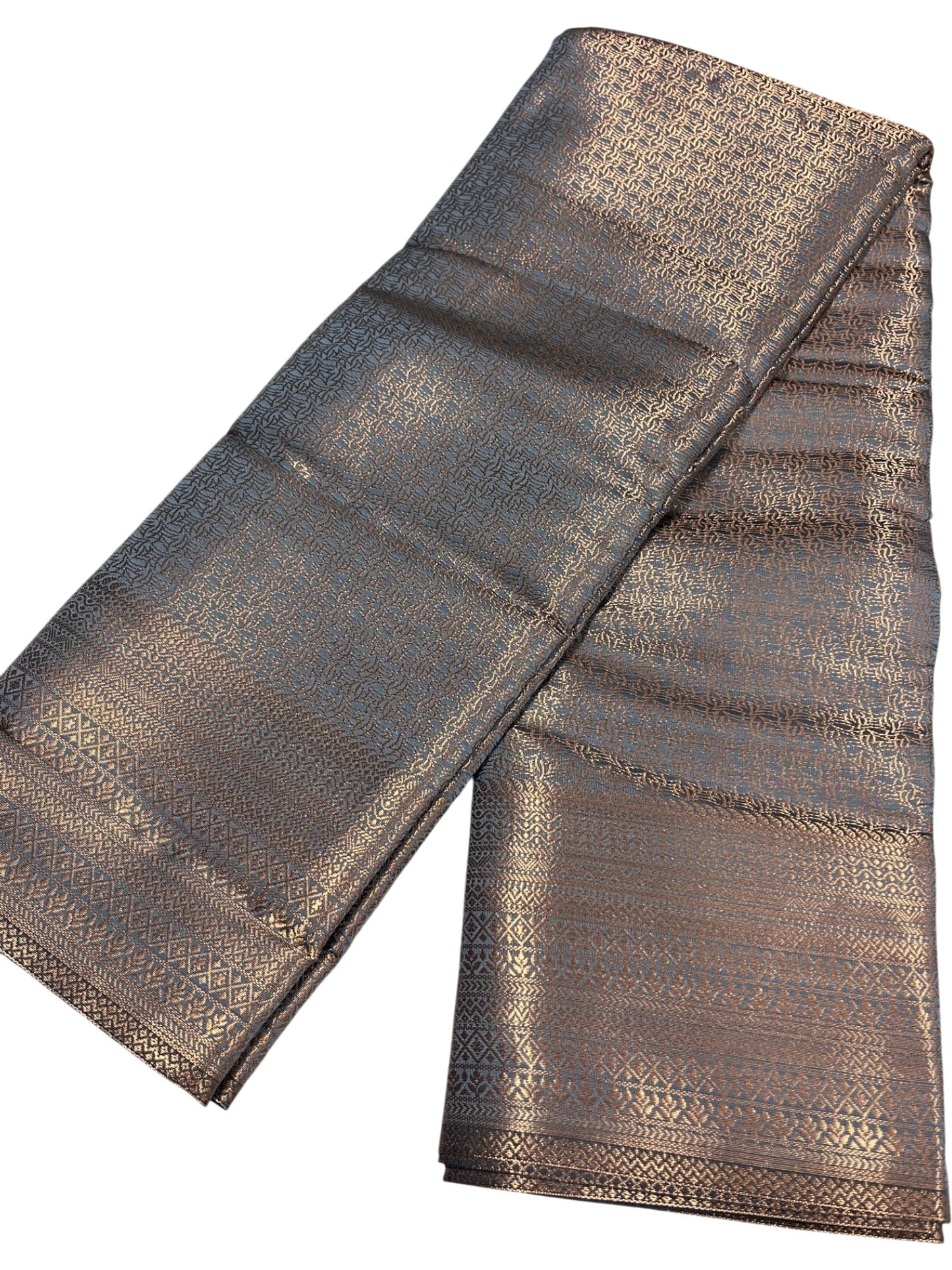 Southloom Premium Semi Silk Zari Work Bridal Brocade Saree in Grey with Matching Pallu