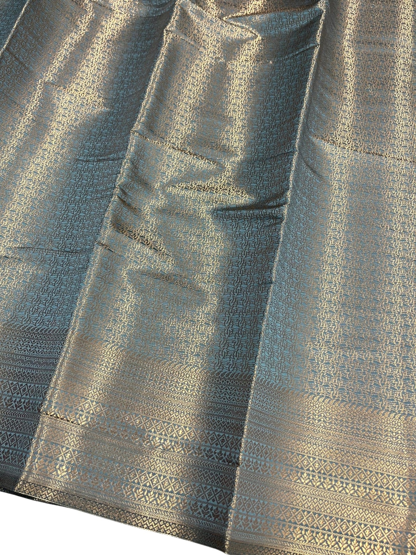Southloom Premium Semi Silk Zari Work Bridal Brocade Saree in Grey with Matching Pallu