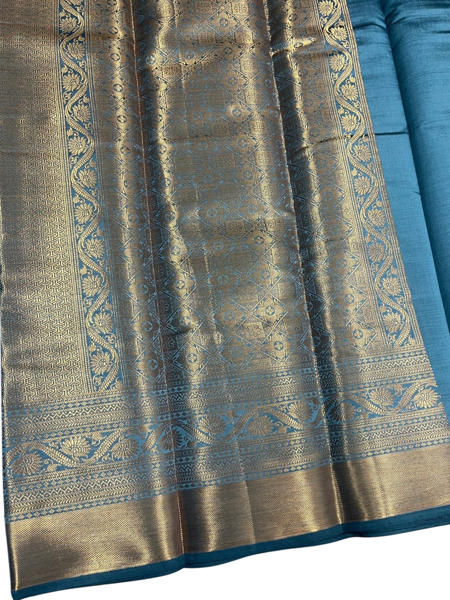 Southloom Premium Semi Silk Zari Work Bridal Brocade Saree in Grey with Matching Pallu