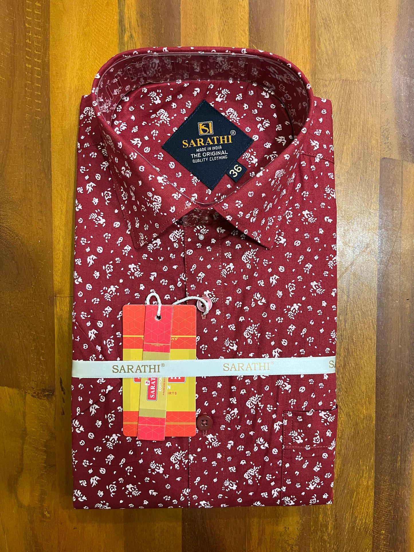 Pure Cotton Red Printed Shirt (36 HS)