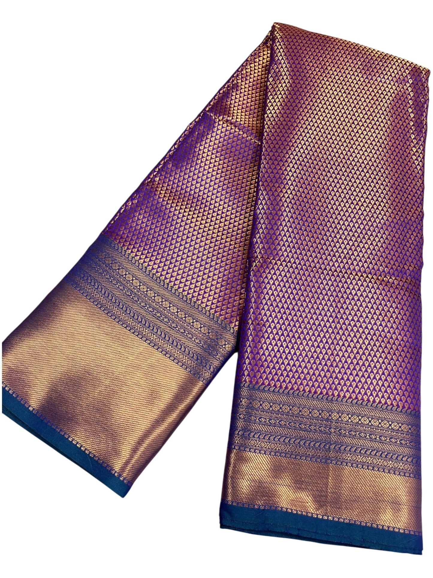 Southloom Premium Semi Silk Zari Work Bridal Brocade Saree in Violet with Matching Pallu