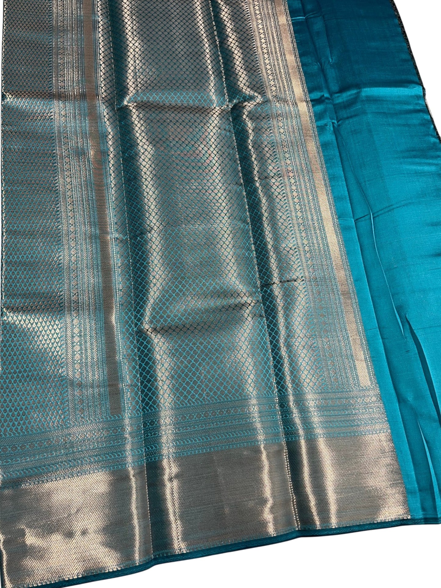 Southloom Premium Semi Silk Zari Work Bridal Brocade Saree in Blue with Matching Pallu