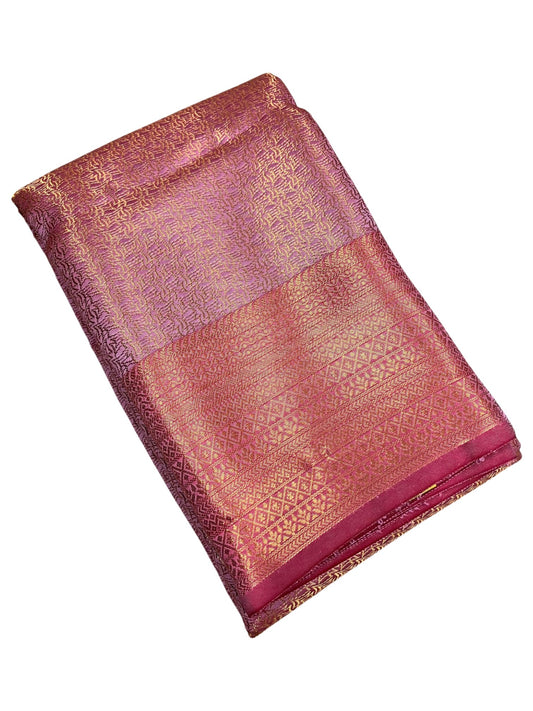 Southloom Premium Semi Silk Zari Work Bridal Brocade Saree in Pink with Matching Pallu
