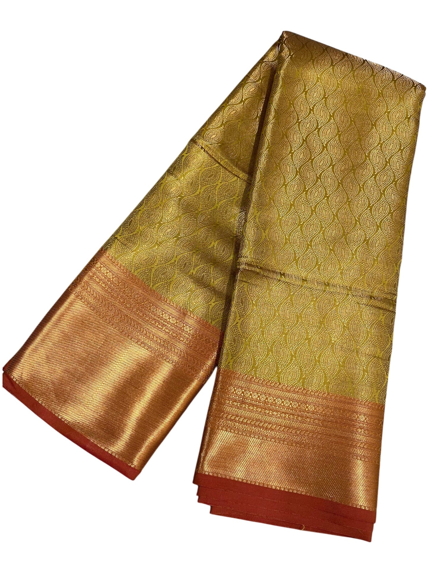 Southloom Premium Semi Silk Zari Work Bridal Brocade Saree in Olive Green with Matching Pallu