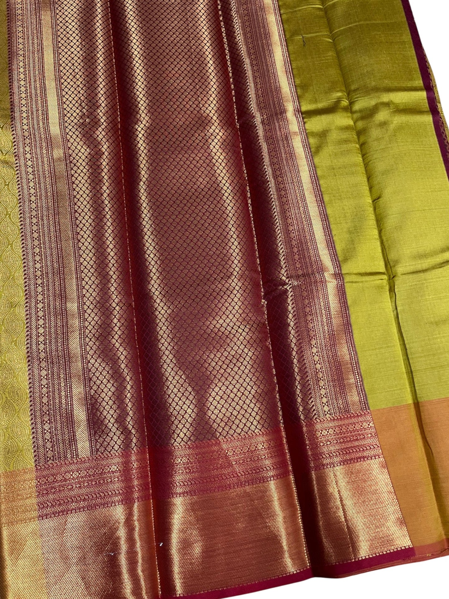 Southloom Premium Semi Silk Zari Work Bridal Brocade Saree in Olive Green with Matching Pallu