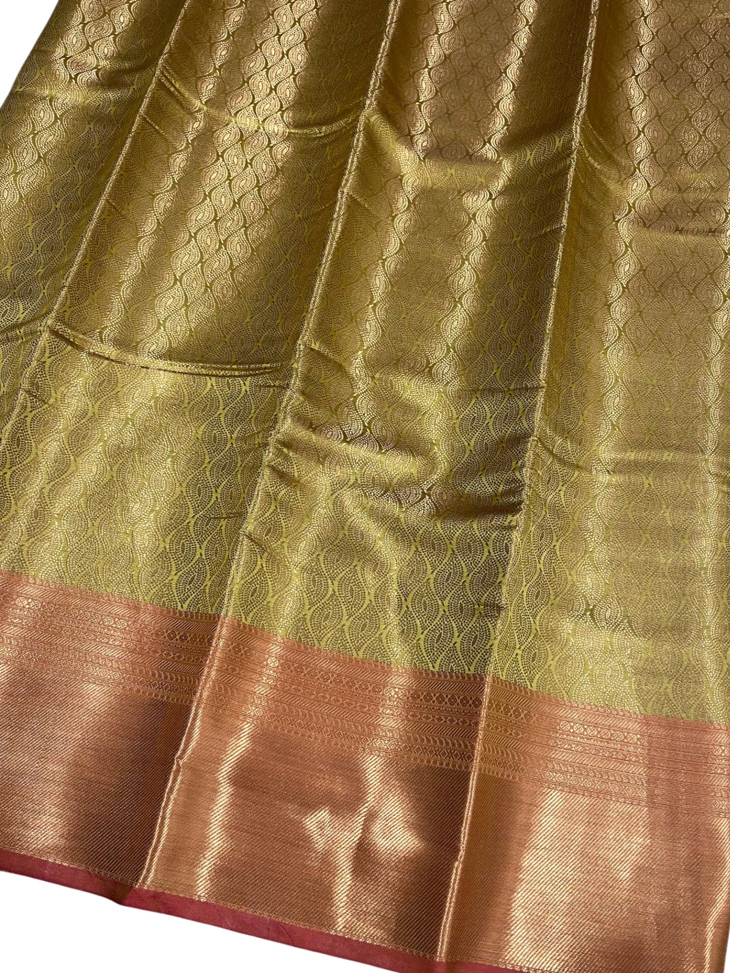 Southloom Premium Semi Silk Zari Work Bridal Brocade Saree in Olive Green with Matching Pallu