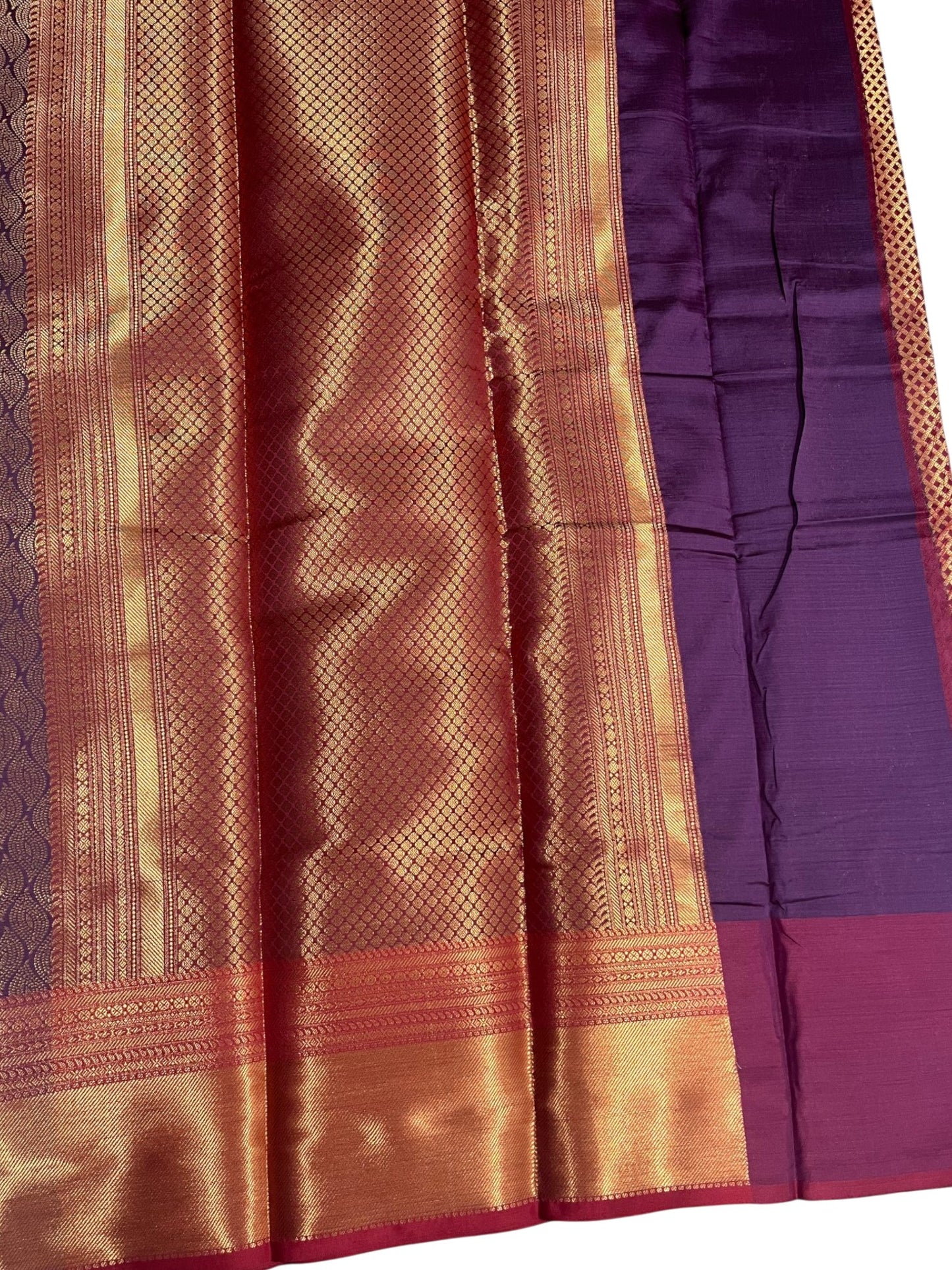 Southloom Premium Semi Silk Zari Work Bridal Brocade Saree in Purple with Matching Pallu