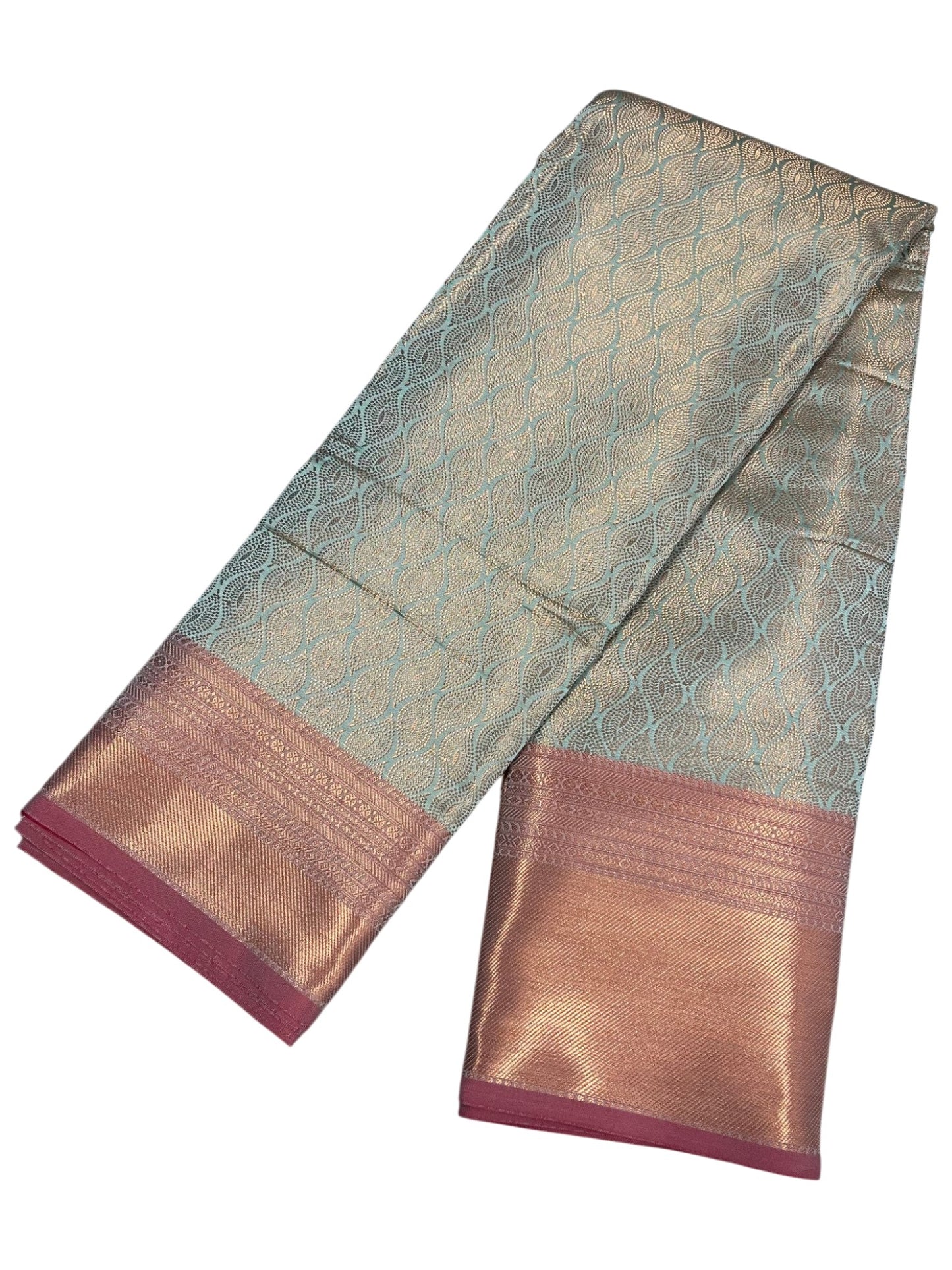 Southloom Premium Semi Silk Zari Work Bridal Brocade Saree in Pastel Green with Matching Pallu