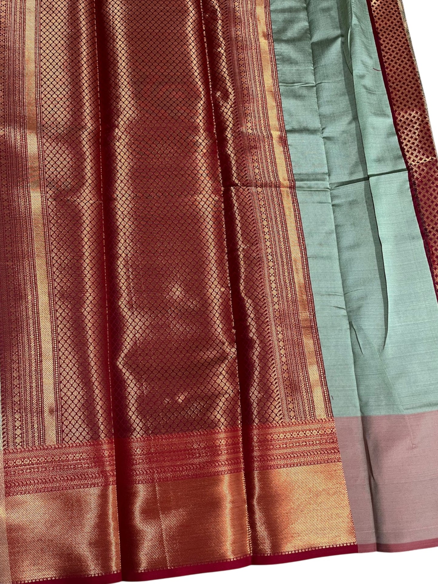 Southloom Premium Semi Silk Zari Work Bridal Brocade Saree in Pastel Green with Matching Pallu