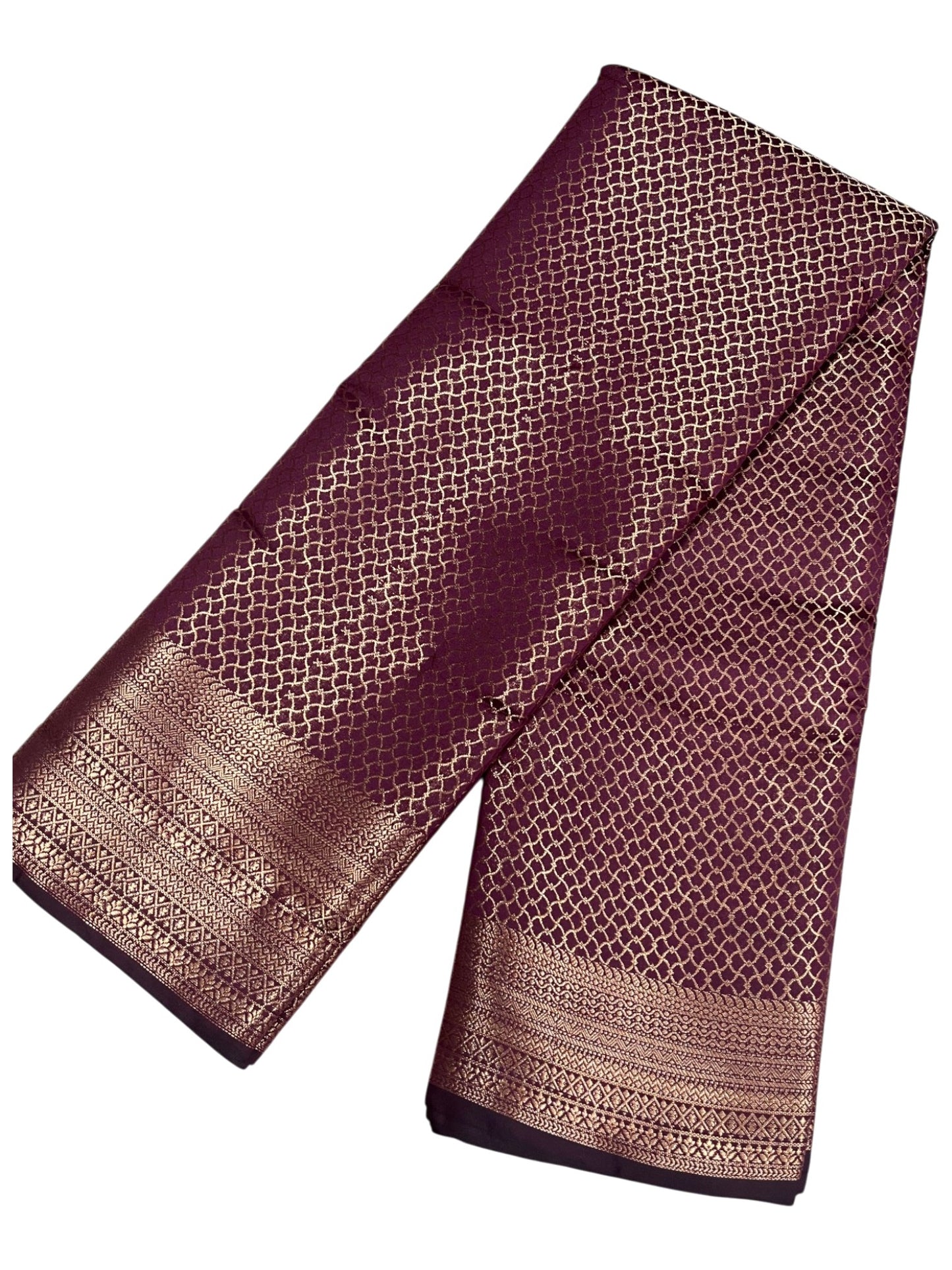 Southloom Premium Semi Silk Zari Work Bridal Brocade Saree in Dark Purple with Matching Pallu