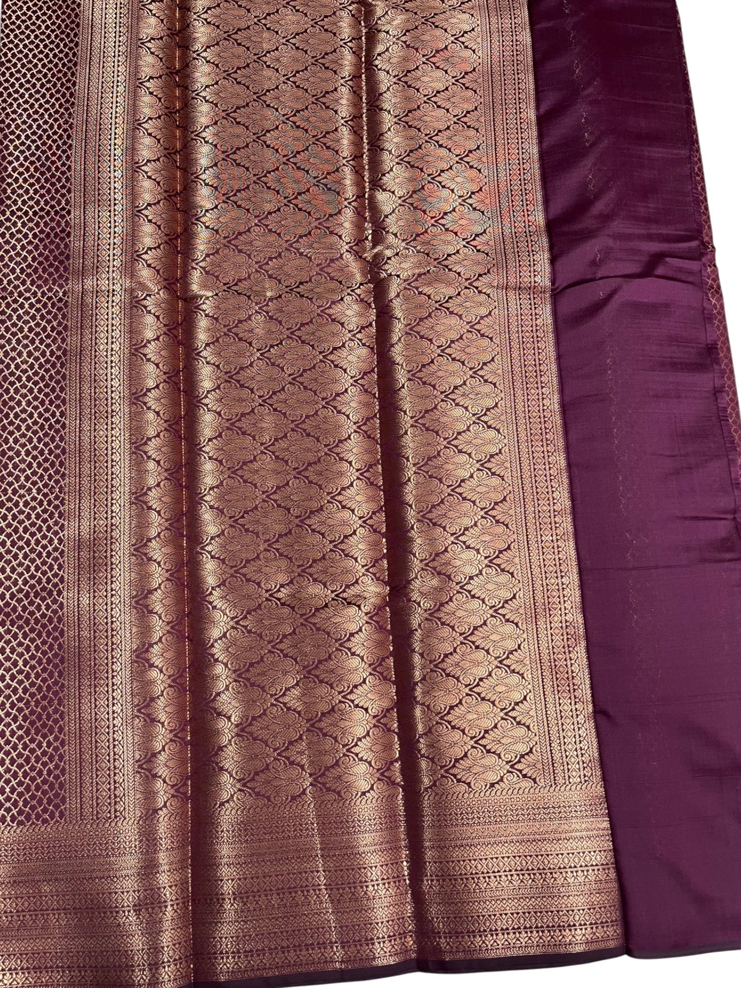 Southloom Premium Semi Silk Zari Work Bridal Brocade Saree in Dark Purple with Matching Pallu