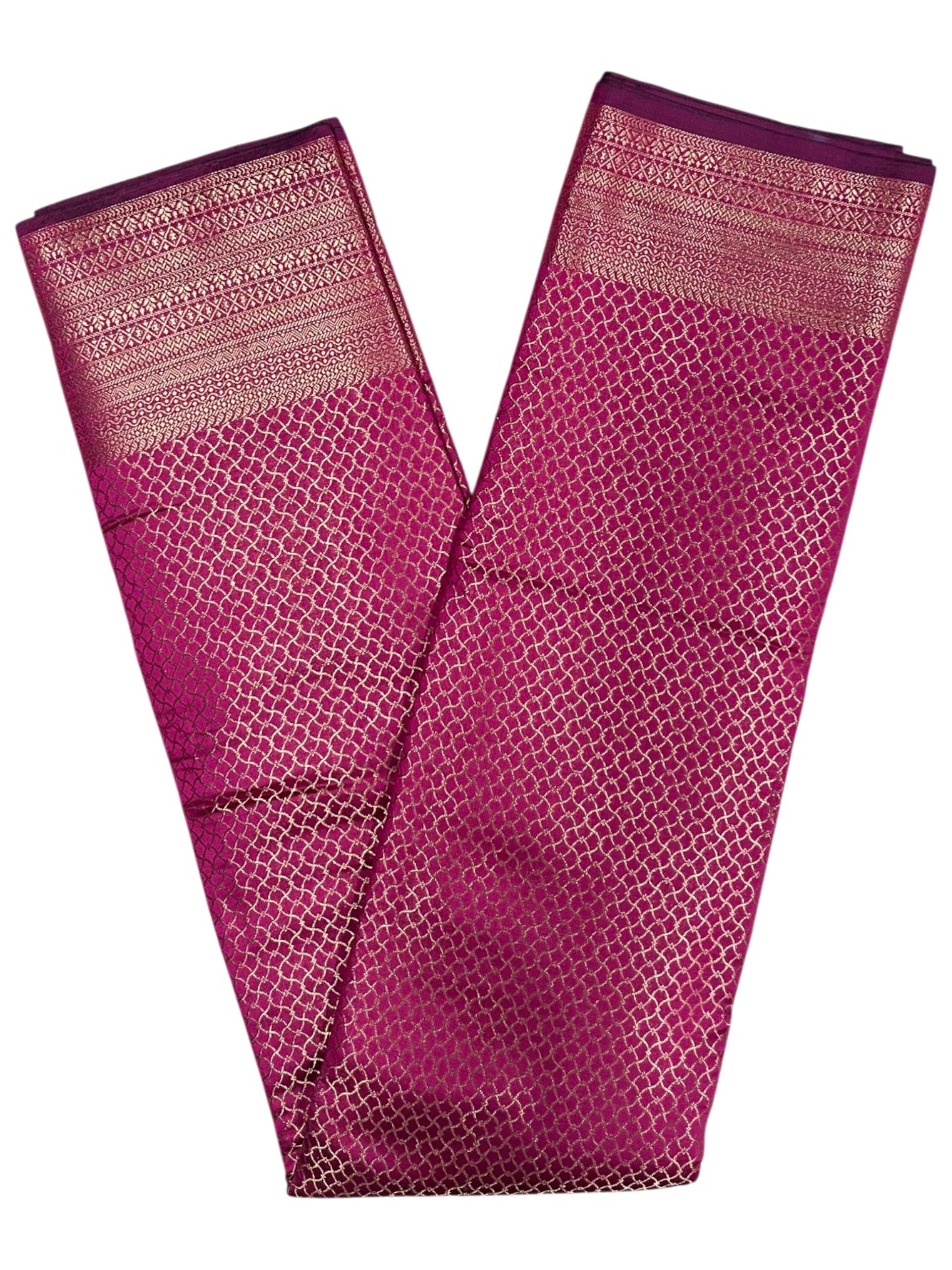 Southloom Premium Semi Silk Zari Work Brocade Saree in Bridal Magenta with Matching Pallu