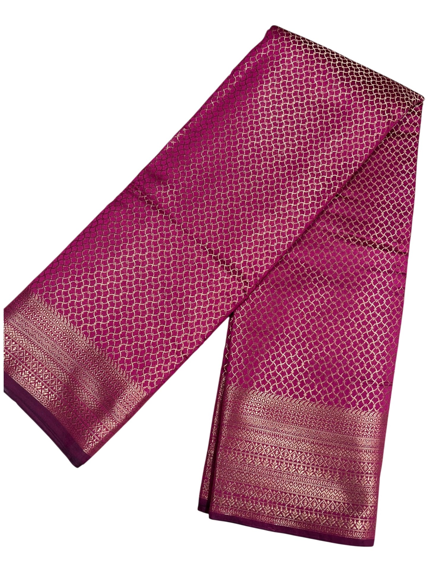 Southloom Premium Semi Silk Zari Work Brocade Saree in Bridal Magenta with Matching Pallu