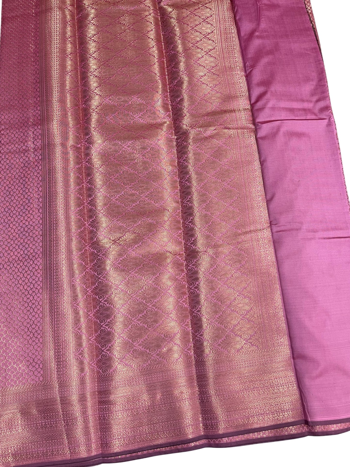 Southloom Premium Semi Silk Zari Work Bridal Brocade Saree in Pink with Matching Pallu
