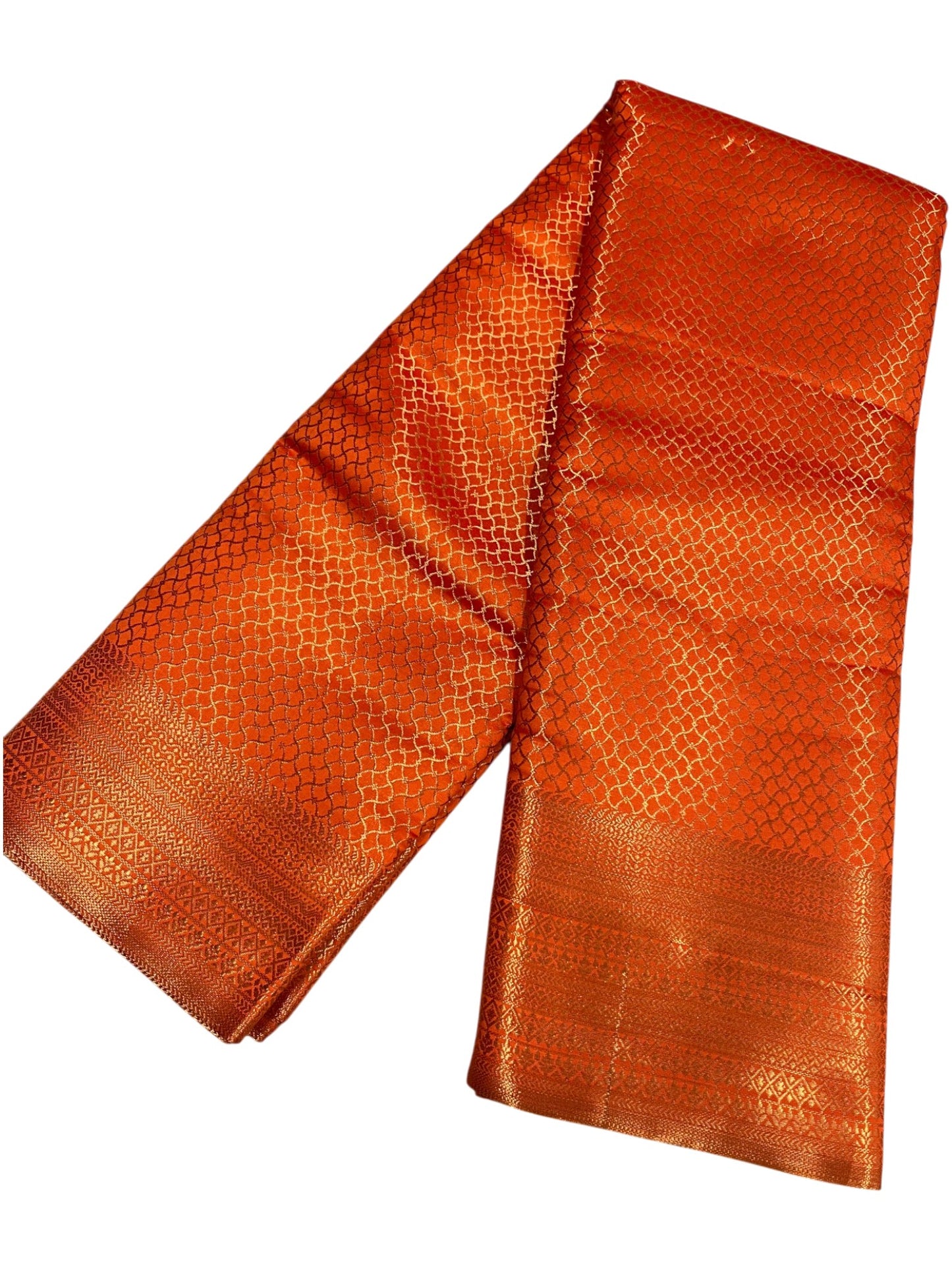 Southloom Premium Semi Silk Zari Work Bridal Brocade Saree in Orange with Matching Pallu