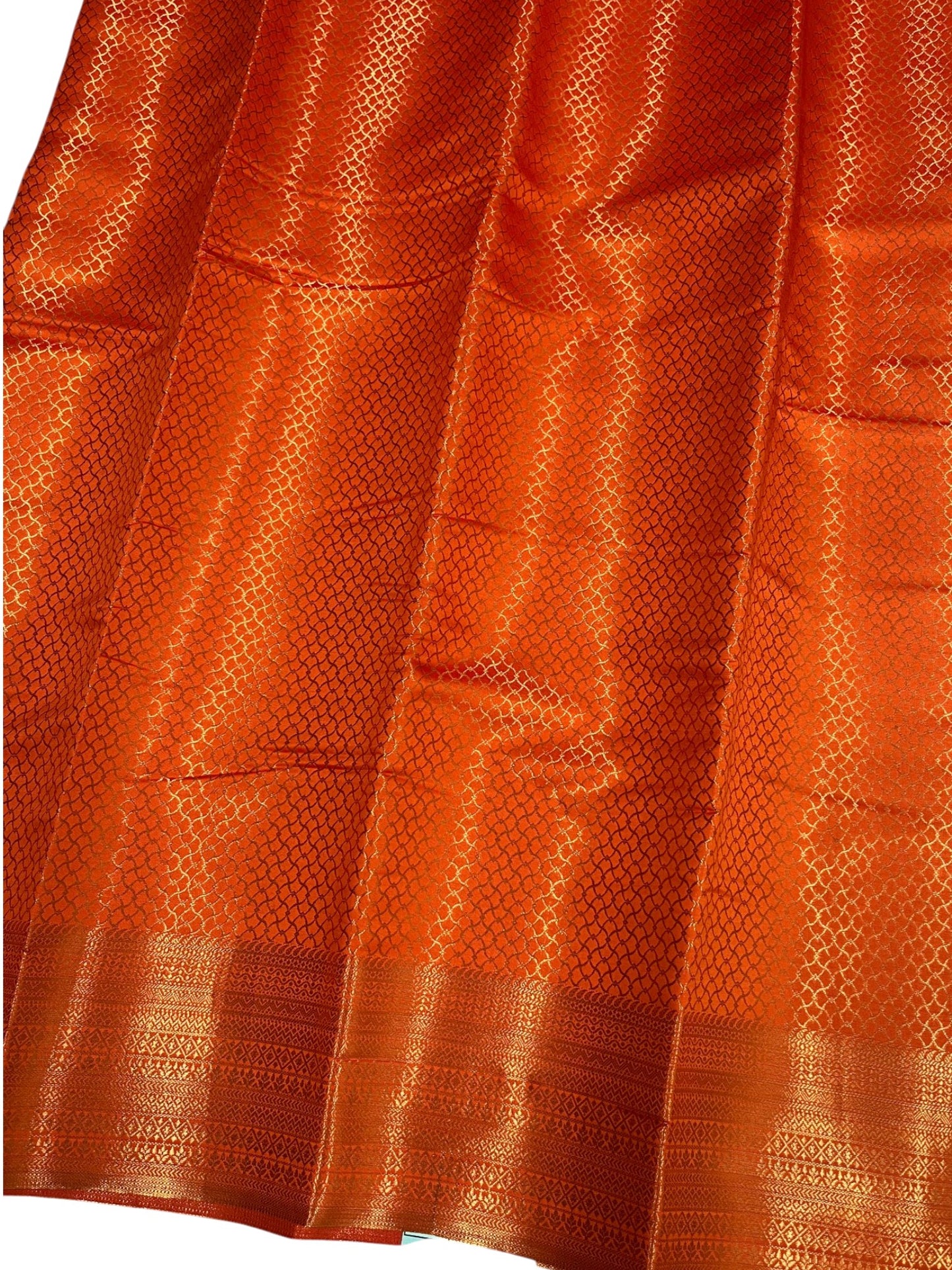Southloom Premium Semi Silk Zari Work Bridal Brocade Saree in Orange with Matching Pallu