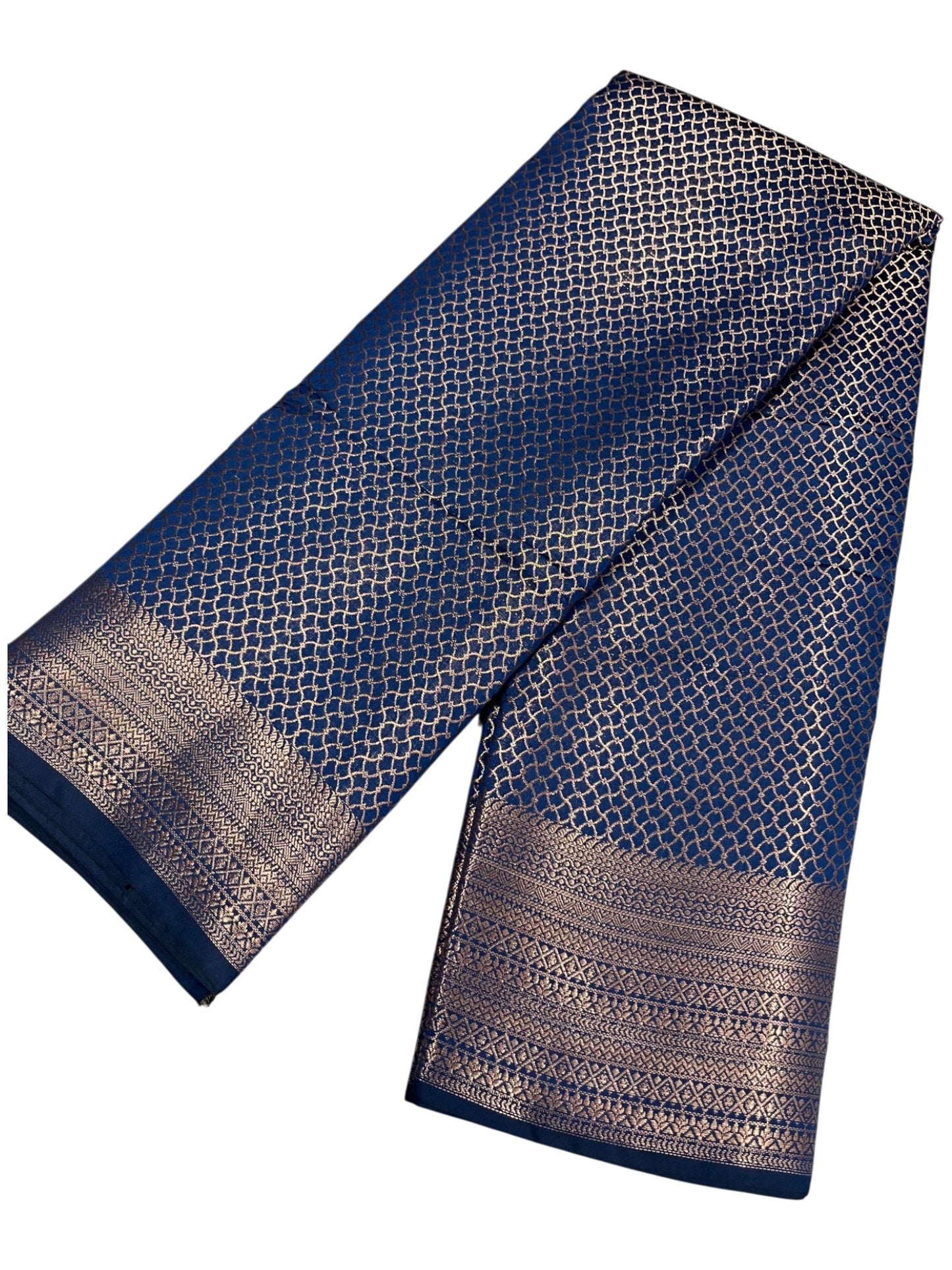 Southloom Premium Semi Silk Zari Work Bridal Brocade Saree in Blue with Matching Pallu