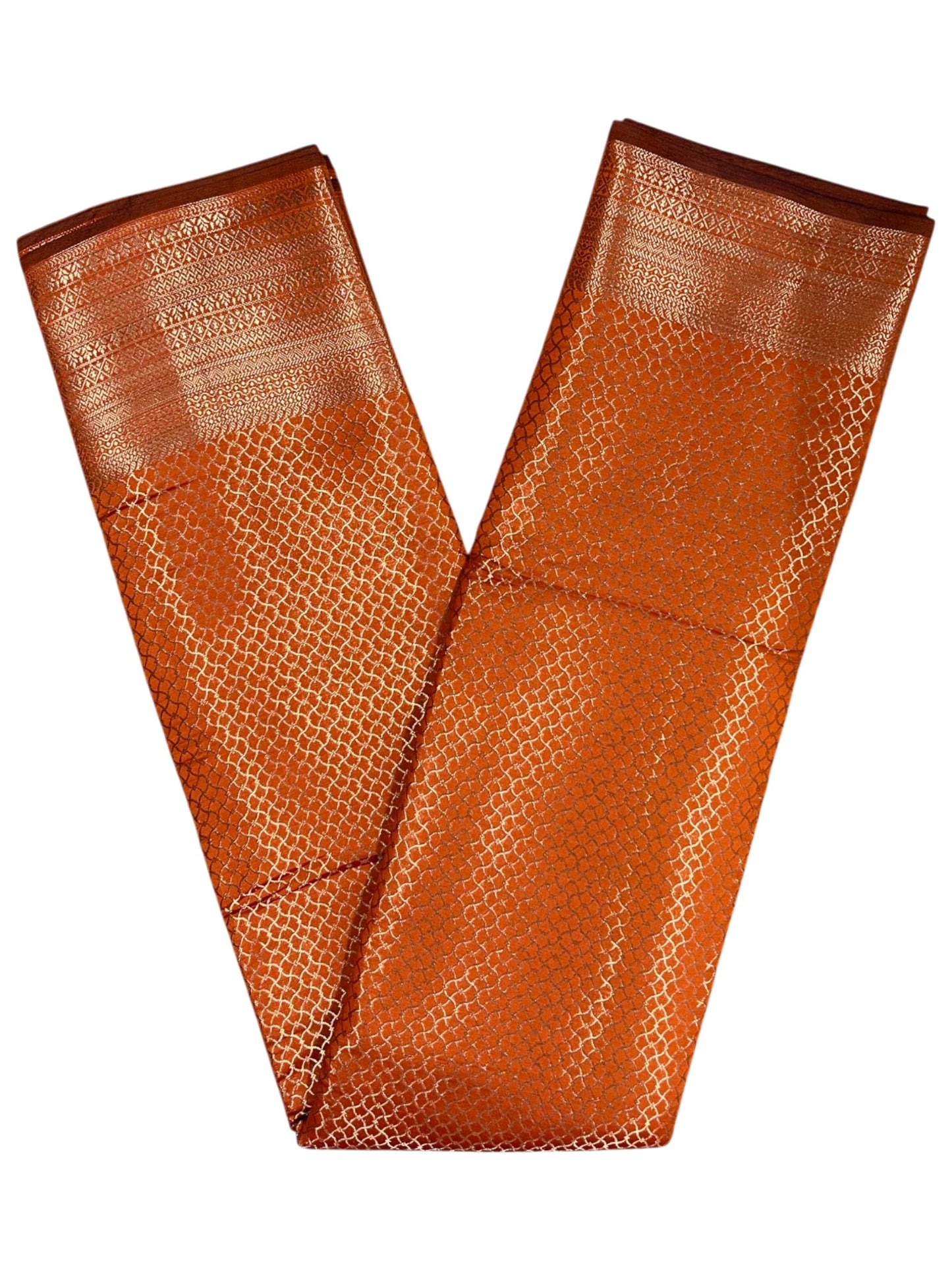 Southloom Premium Semi Silk Zari Work Bridal Brocade Saree in Orange with Matching Pallu