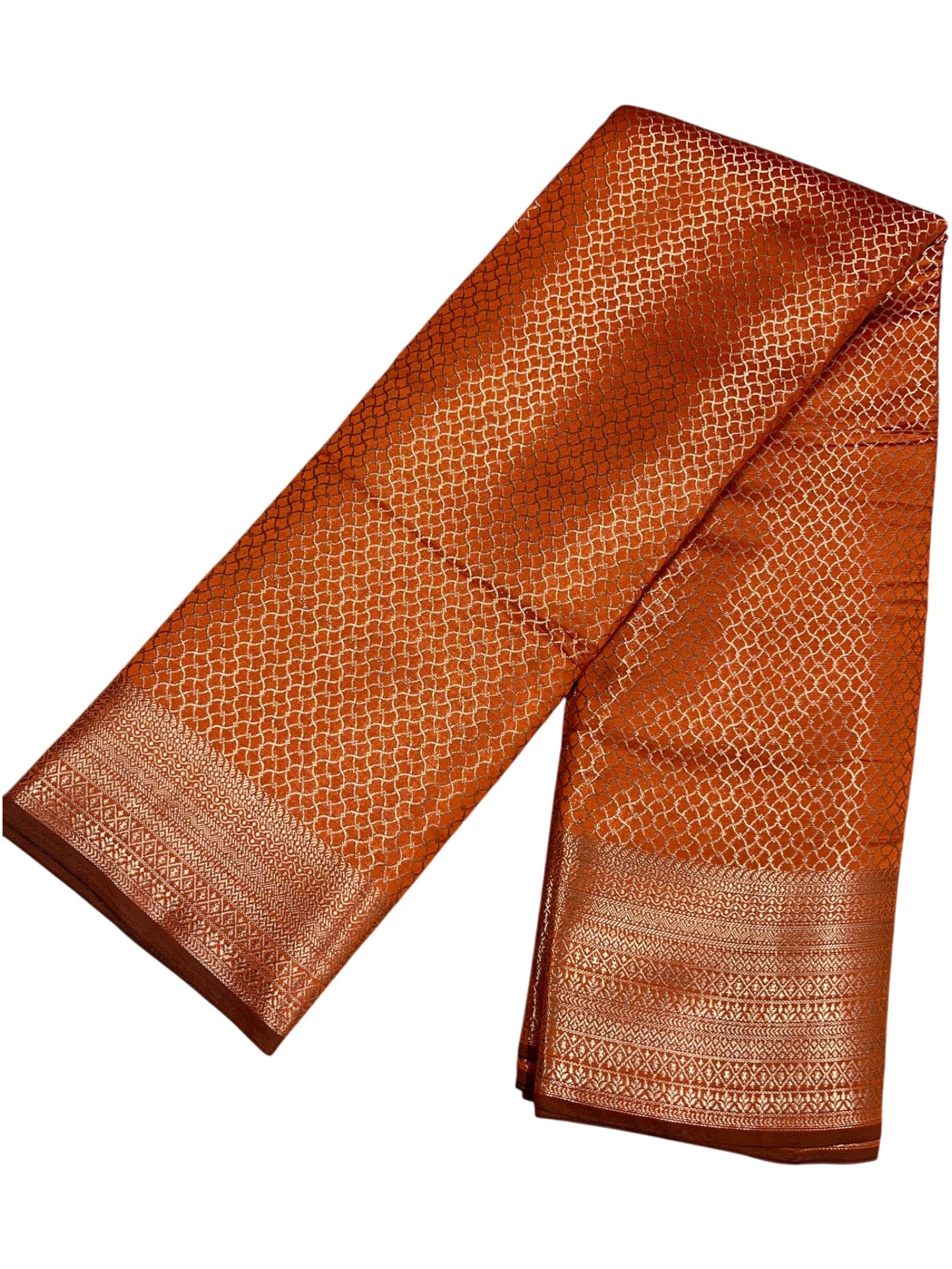 Southloom Premium Semi Silk Zari Work Bridal Brocade Saree in Orange with Matching Pallu