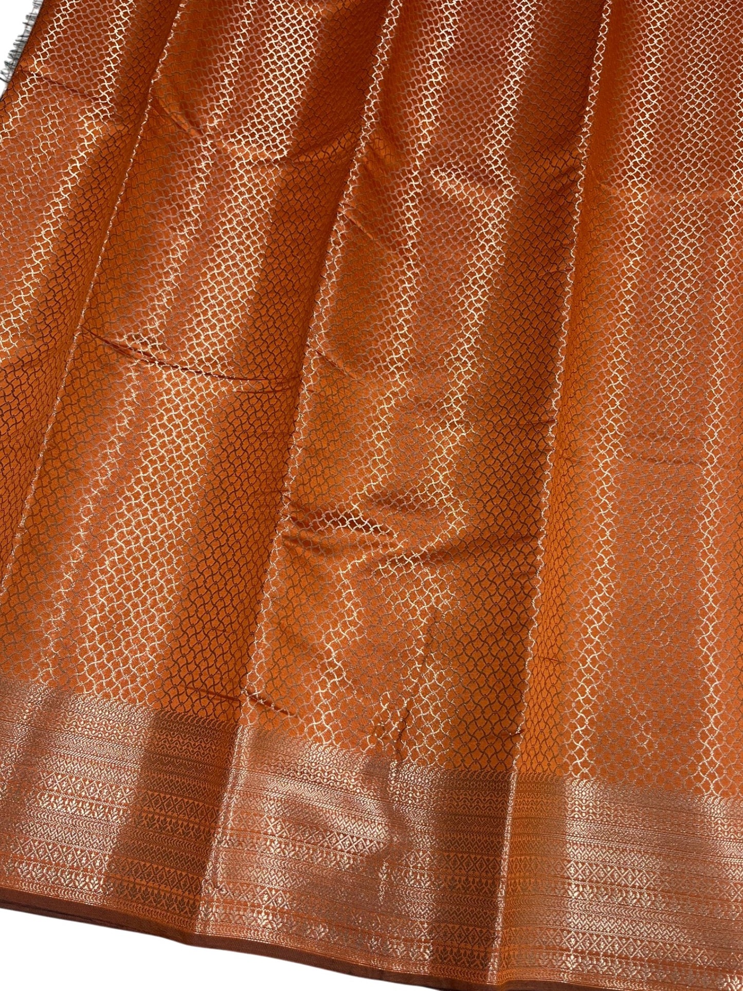 Southloom Premium Semi Silk Zari Work Bridal Brocade Saree in Orange with Matching Pallu