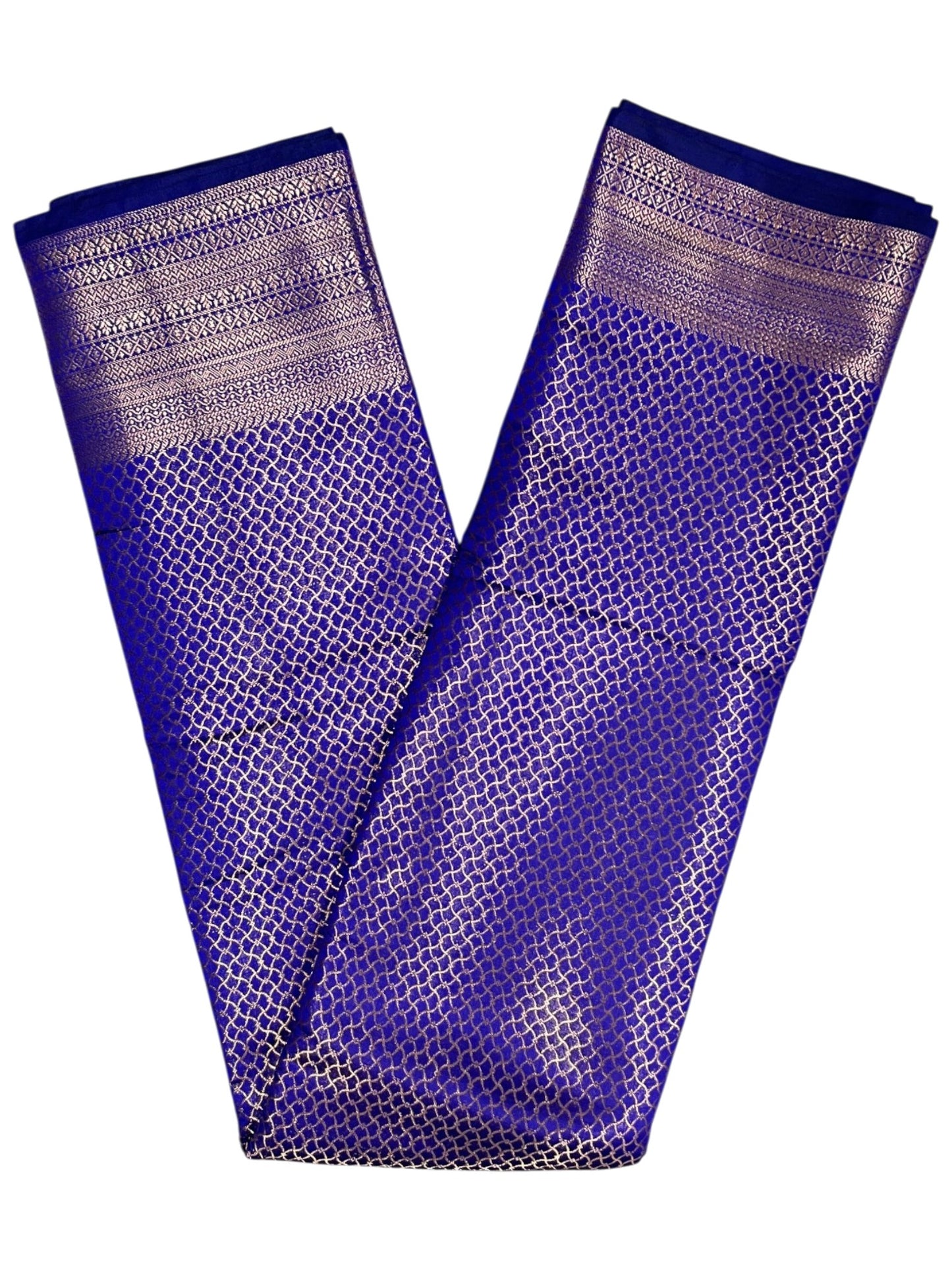 Southloom Premium Semi Silk Zari Work Bridal Brocade Saree in Blue with Matching Pallu