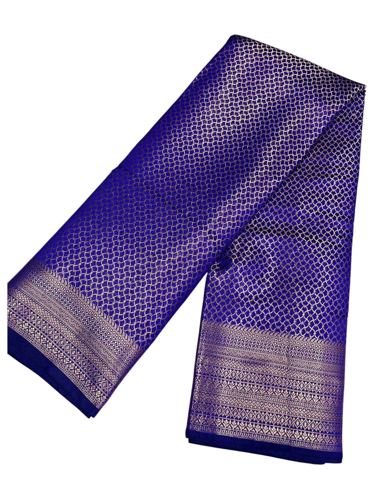 Southloom Premium Semi Silk Zari Work Bridal Brocade Saree in Blue with Matching Pallu
