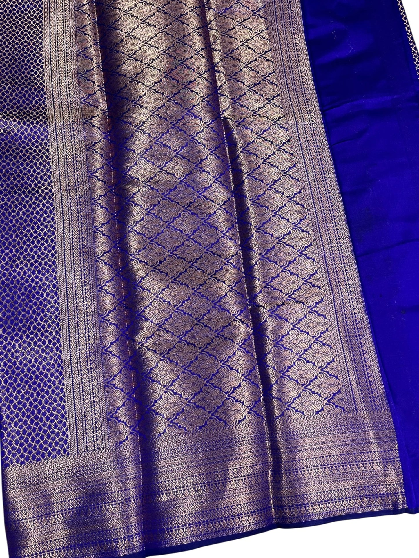 Southloom Premium Semi Silk Zari Work Bridal Brocade Saree in Blue with Matching Pallu