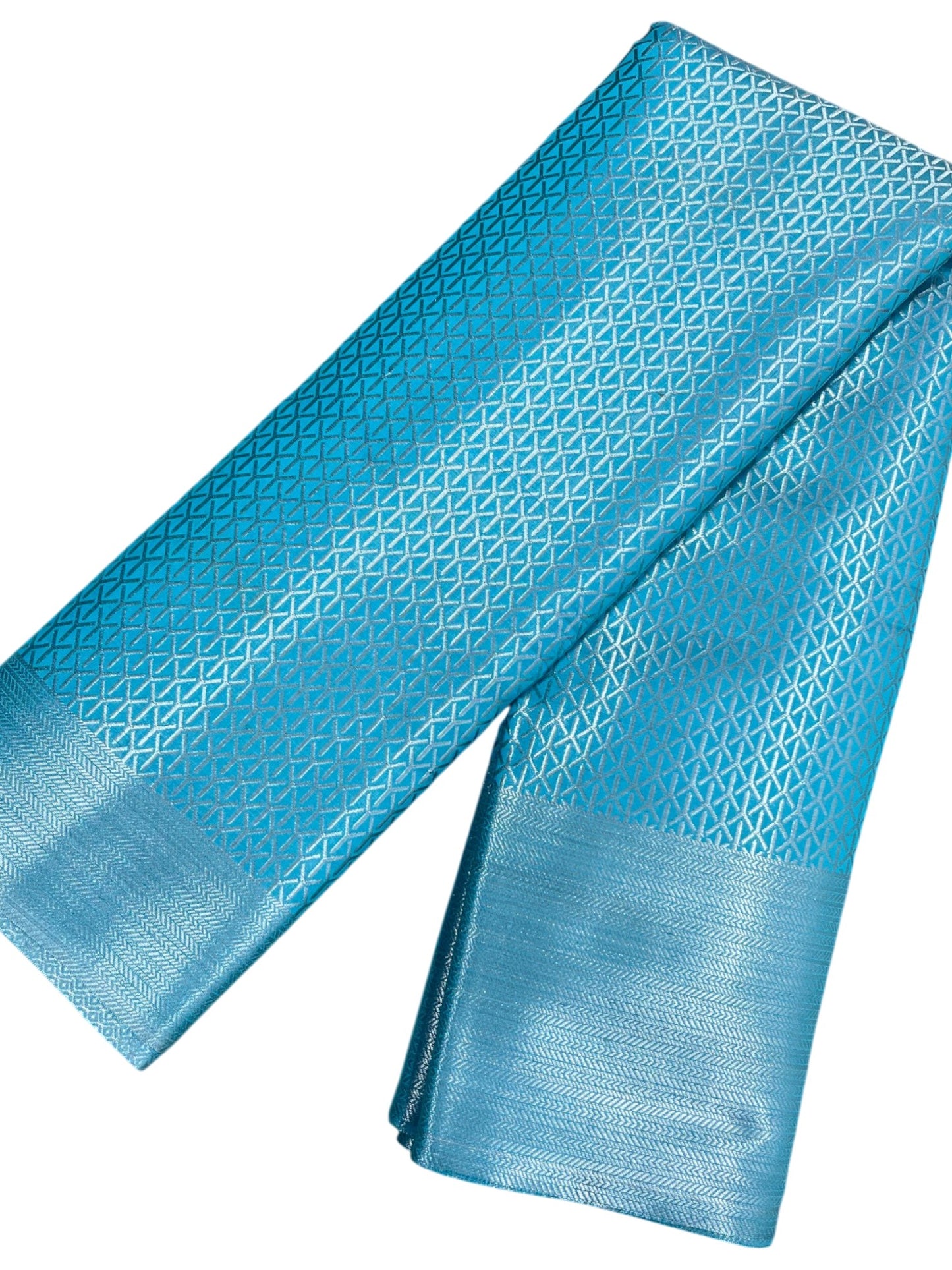 Southloom Brocade Silk Saree with Silver Zari Work in Blue Pastel Shade