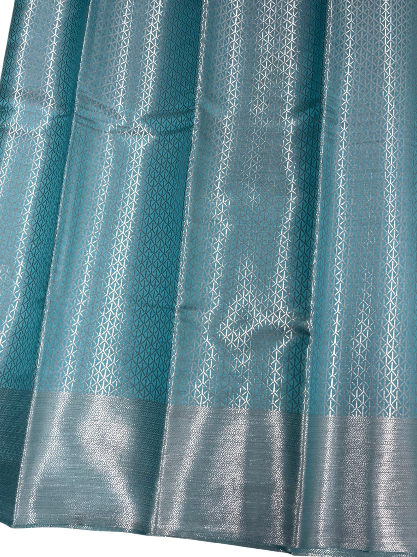 Southloom Brocade Silk Saree with Silver Zari Work in Blue Pastel Shade