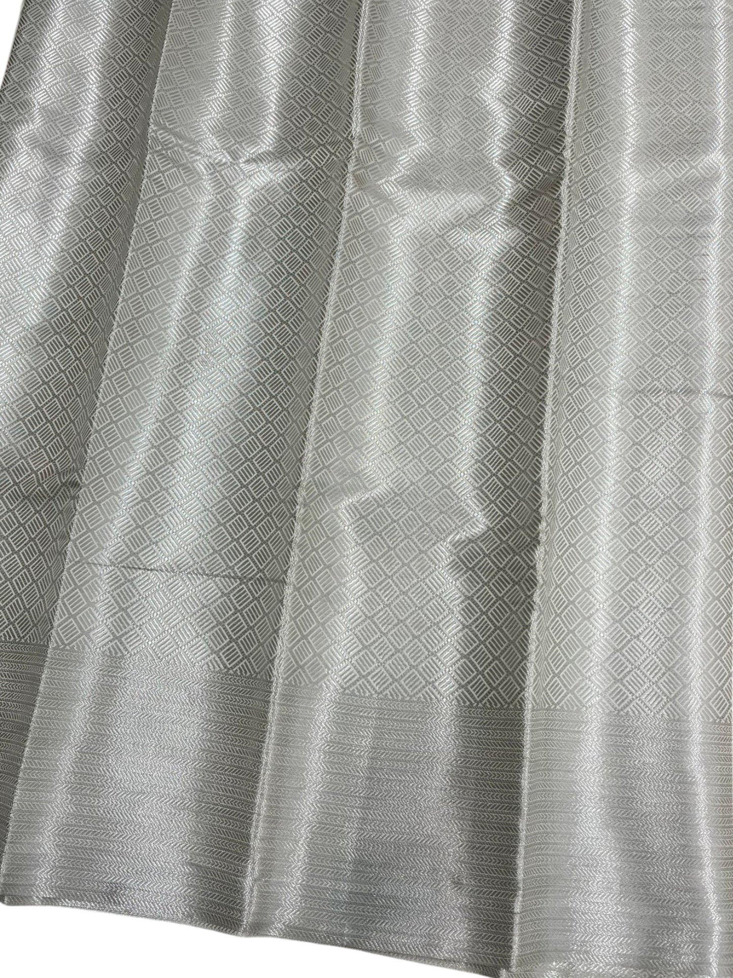 Southloom Brocade Silk Saree with Silver Zari Work in Silver Pastel Shade