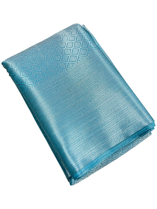 Southloom Brocade Silk Saree with Silver Zari Work in Blue Pastel Shade