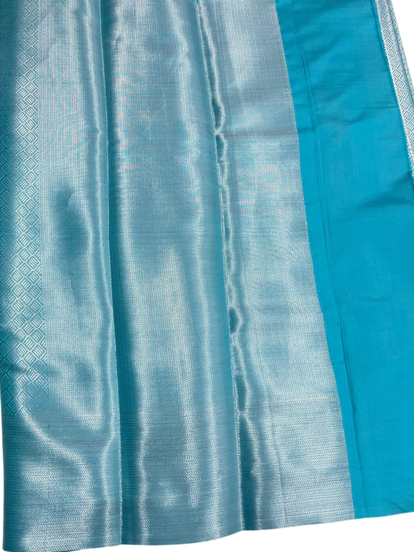 Southloom Brocade Silk Saree with Silver Zari Work in Blue Pastel Shade
