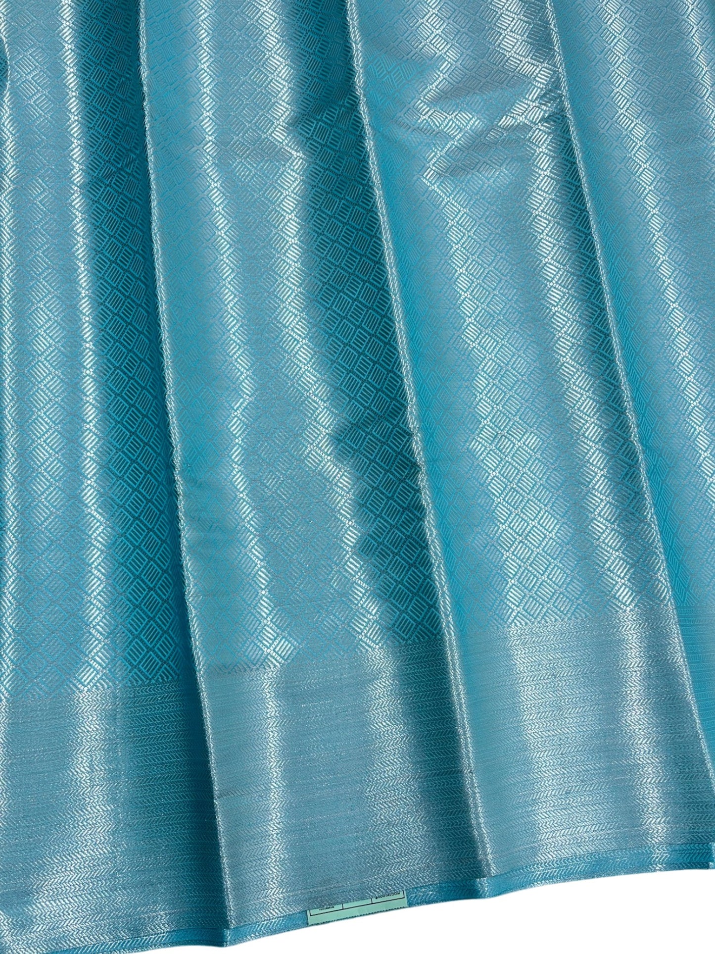 Southloom Brocade Silk Saree with Silver Zari Work in Blue Pastel Shade