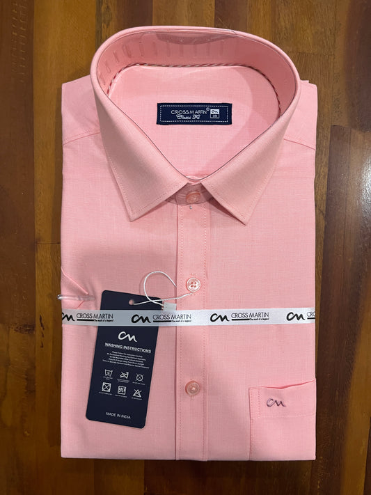 Pure Cotton Peach Solid Shirt (38 HS)