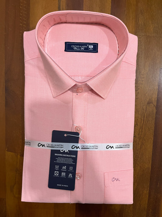Pure Cotton Peach Solid Shirt (38 FS)