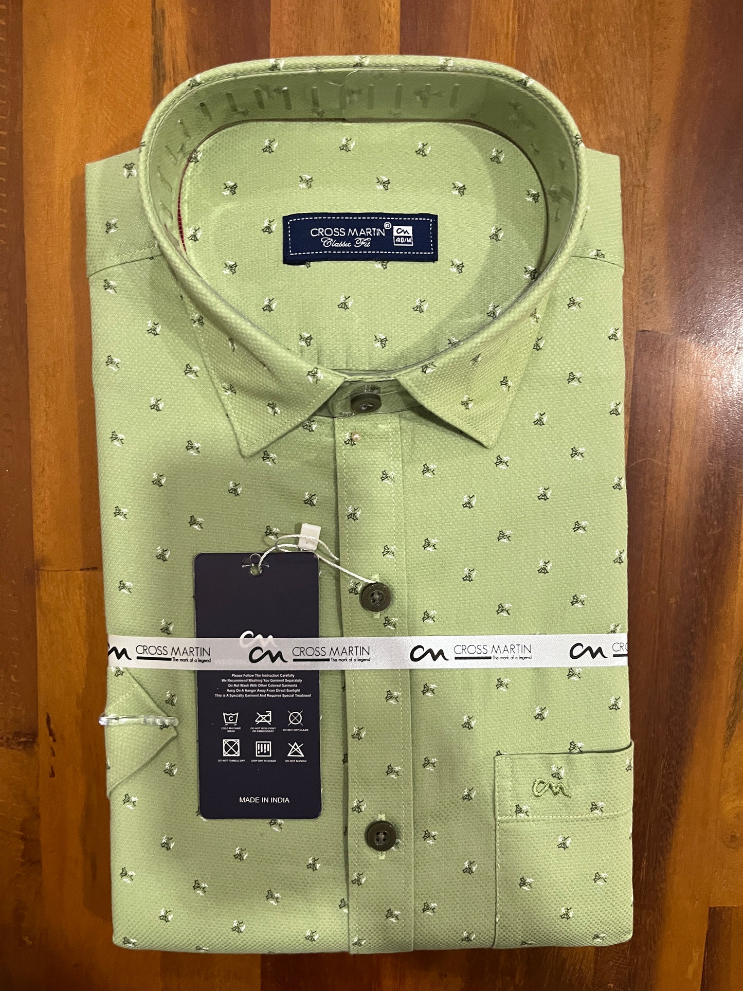 Pure Cotton Green Printed Shirt (40 HS)