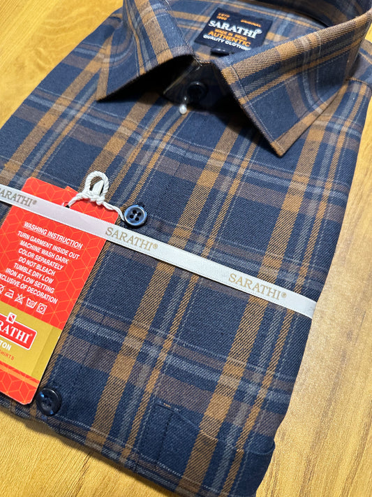 Pure Cotton Blue Check Shirt SLSHIRT 44 FS