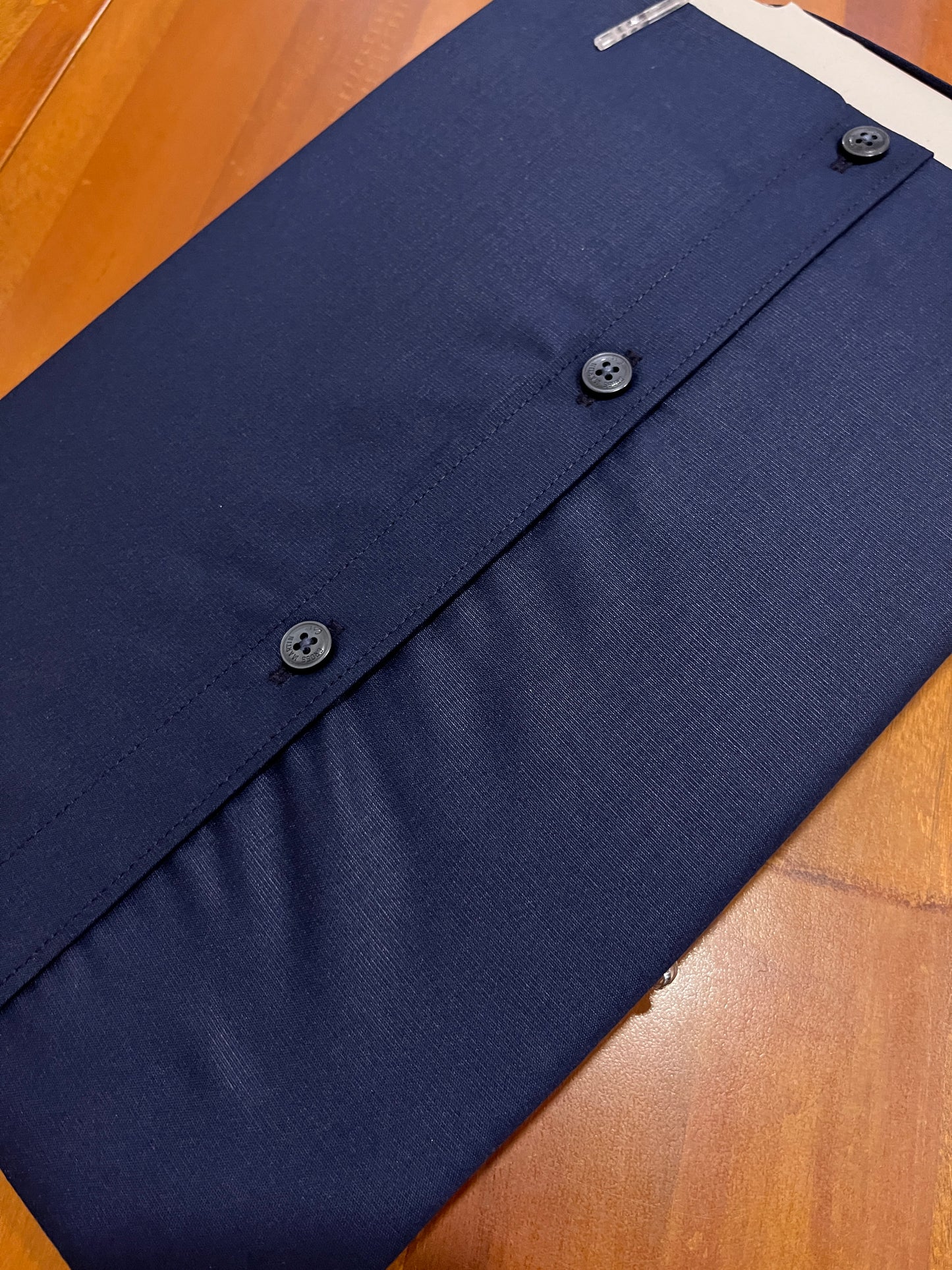 Pure Cotton Navy Blue Solid Shirt (40 HS)