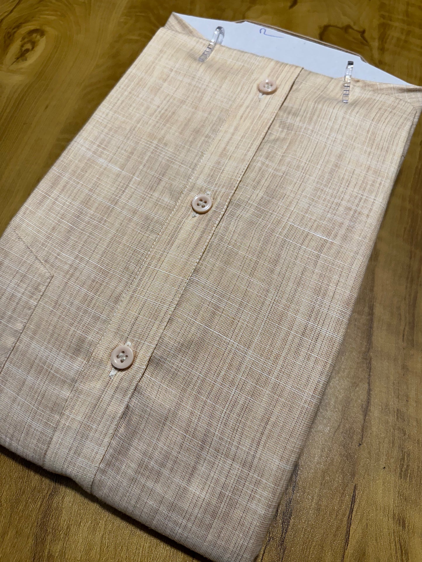 Pure Cotton Brownish Beige Plain Shirt (44 FS)