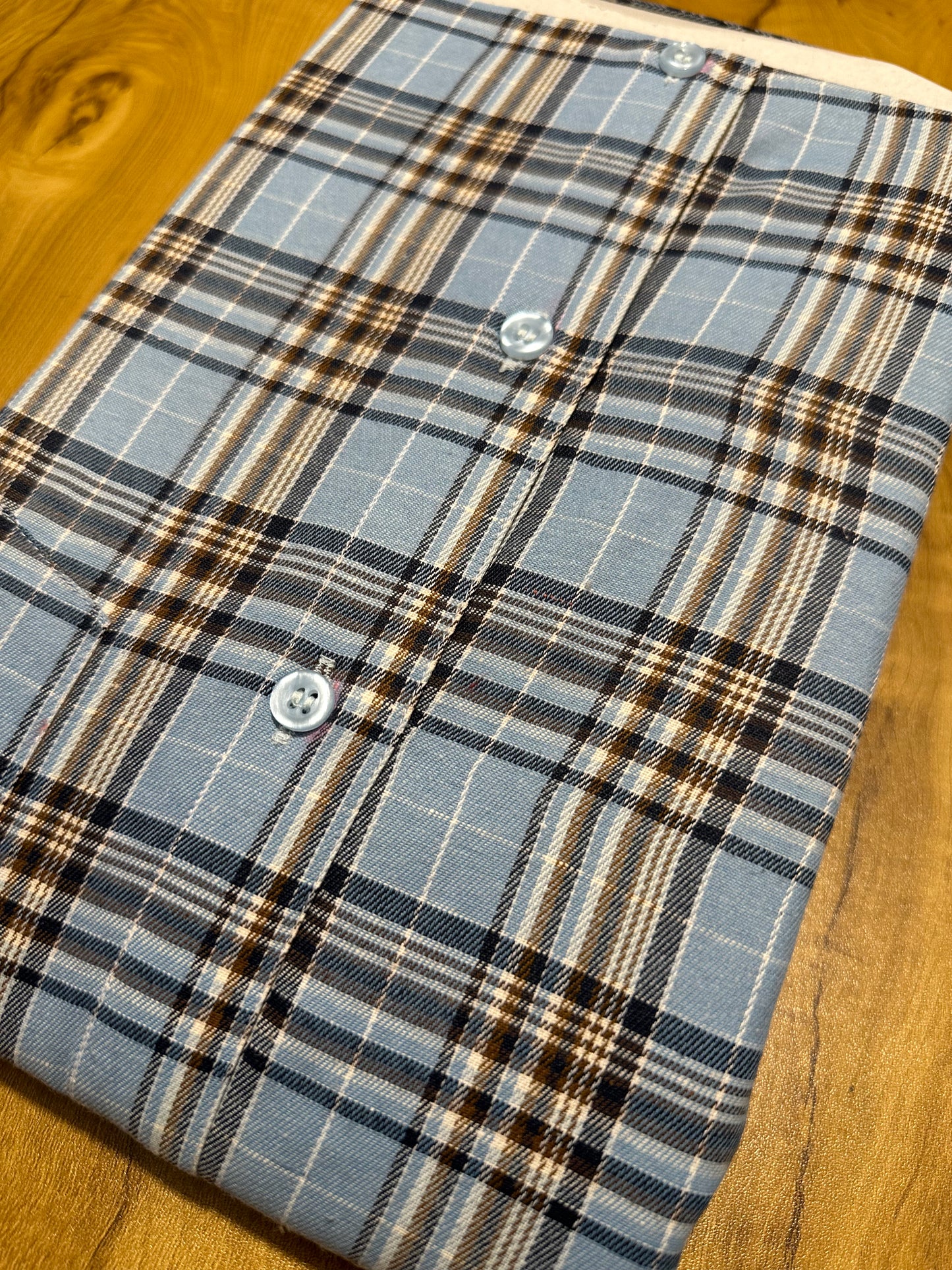 Pure Cotton Light Blue Check Shirt (44 FS)