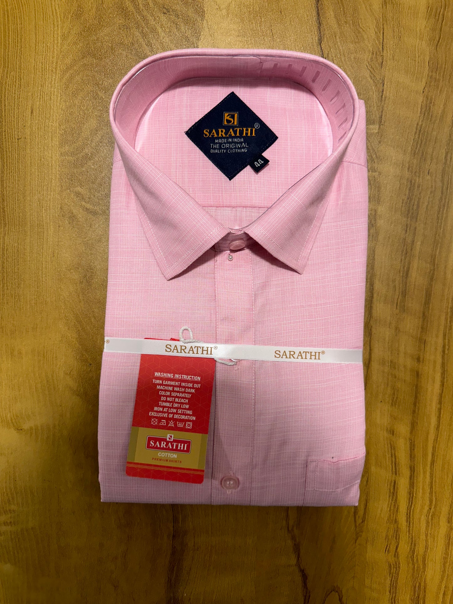 Pure Cotton Pink Plain Shirt (44 FS)