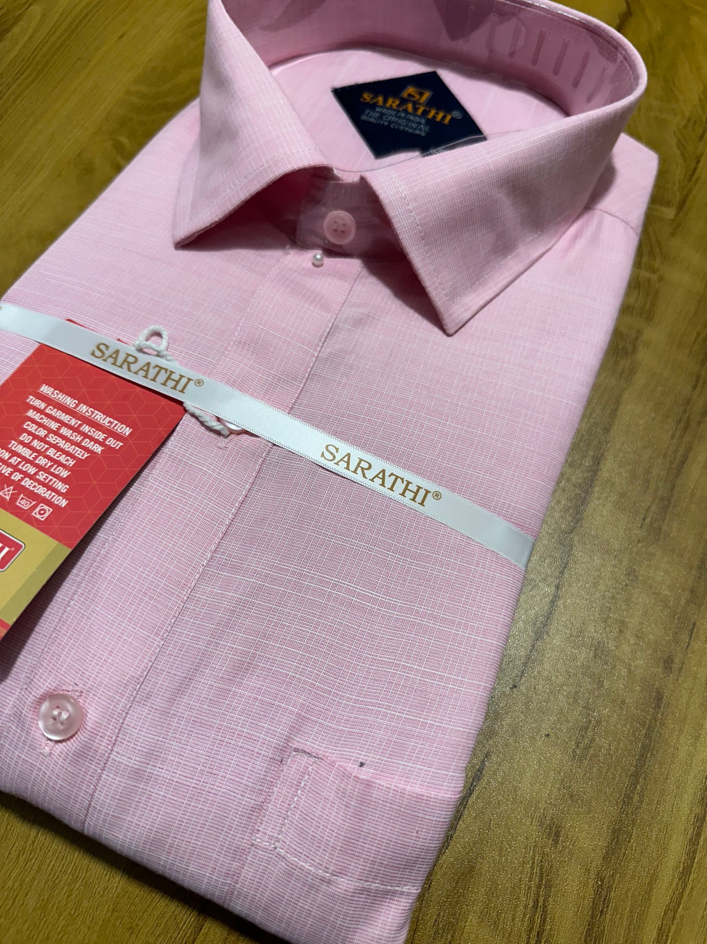 Pure Cotton Pink Plain Shirt (44 FS)