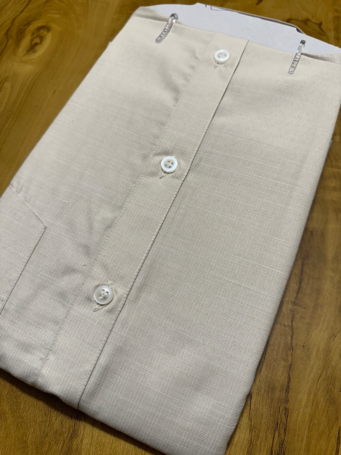 Pure Cotton Creamish Brown Plain Shirt (44 FS)