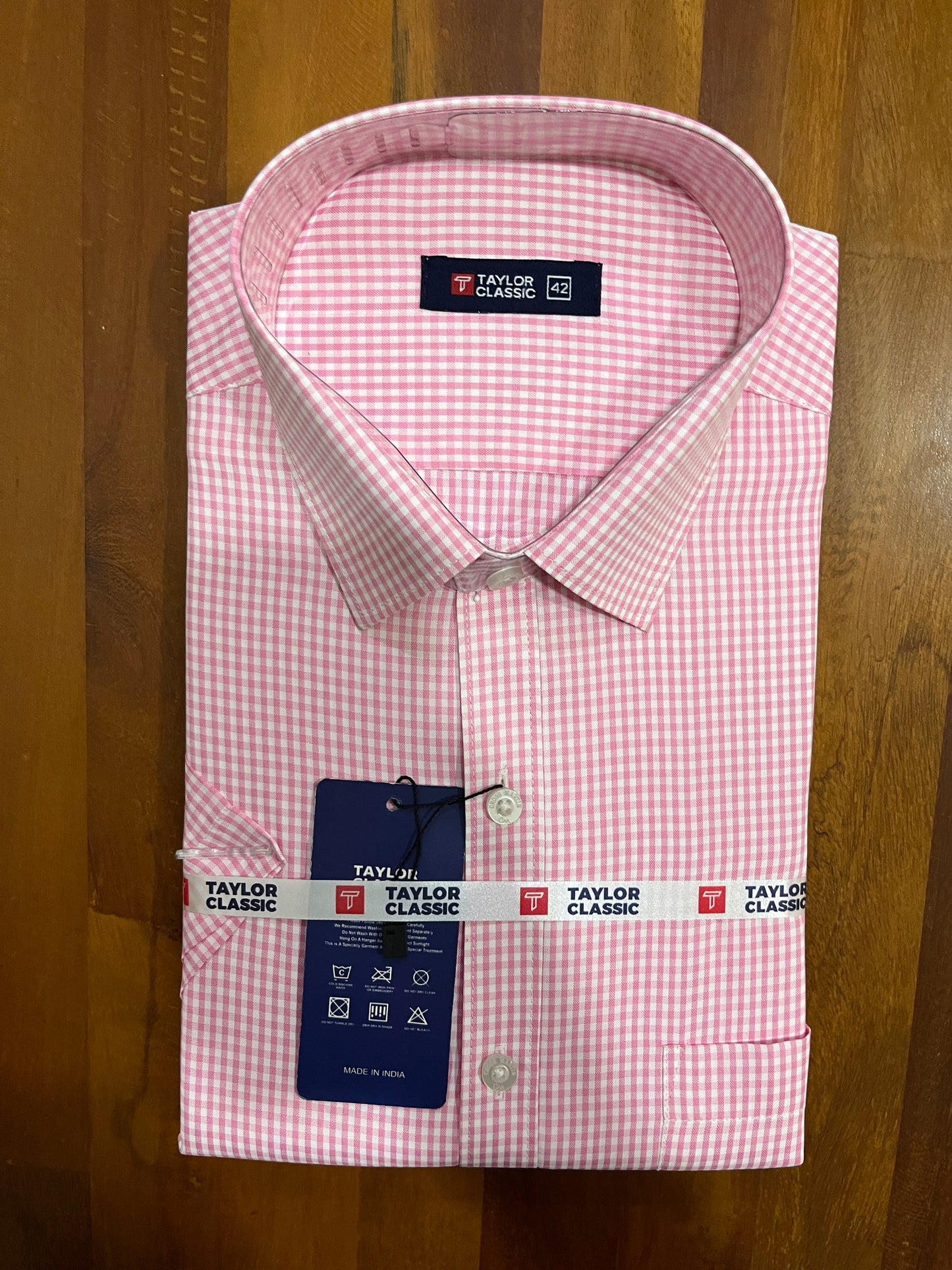 Pure Cotton Pink Check Design Shirt (42 HS)