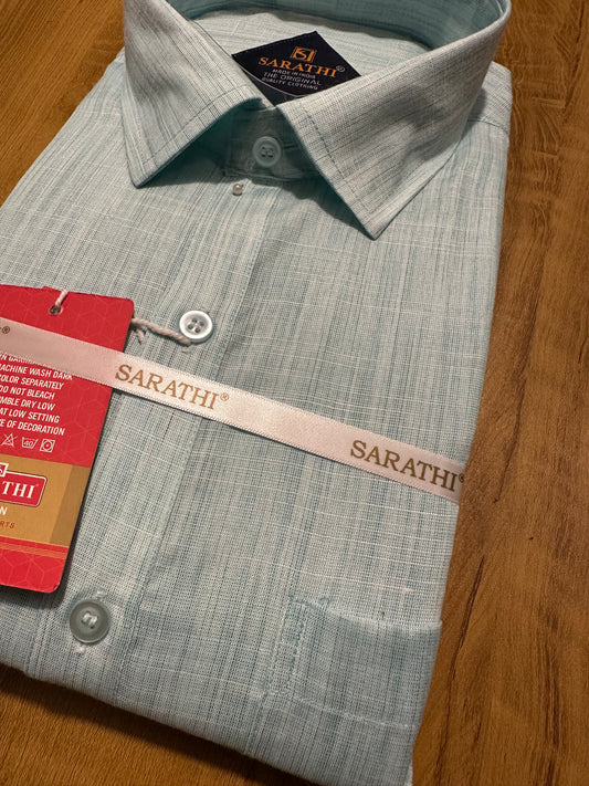 Pure Cotton Sober Blue Plain Shirt SLSHIRT 44 FS