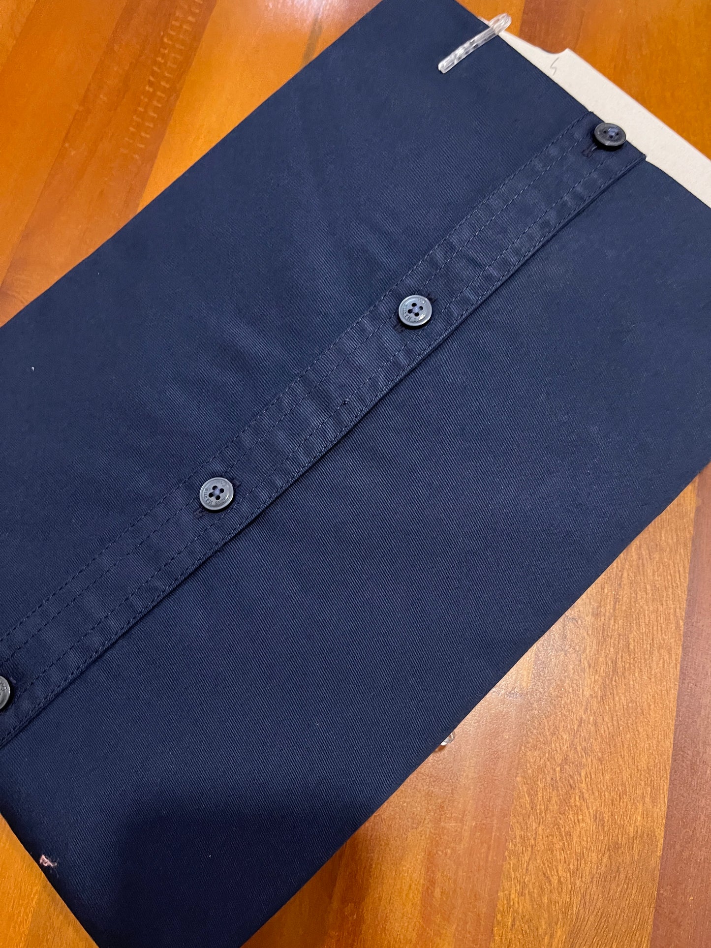 Pure Cotton Navy Blue Solid Shirt (42 HS)