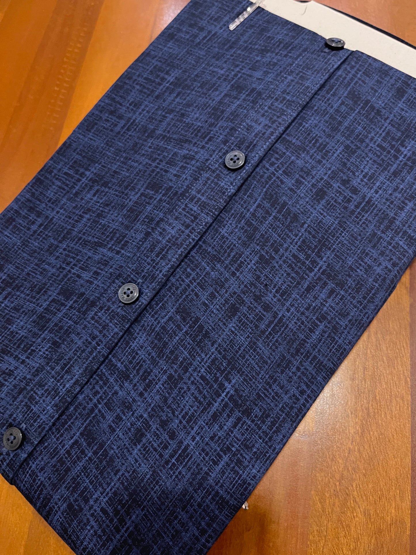 Pure Cotton Navy Blue Shaded Shirt (42 HS)