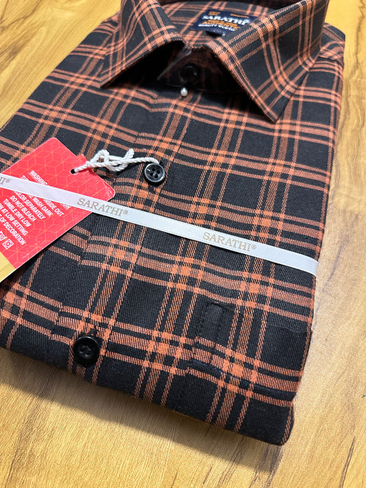 Pure Cotton Black Check Shirt SLSHIRT 44 FS
