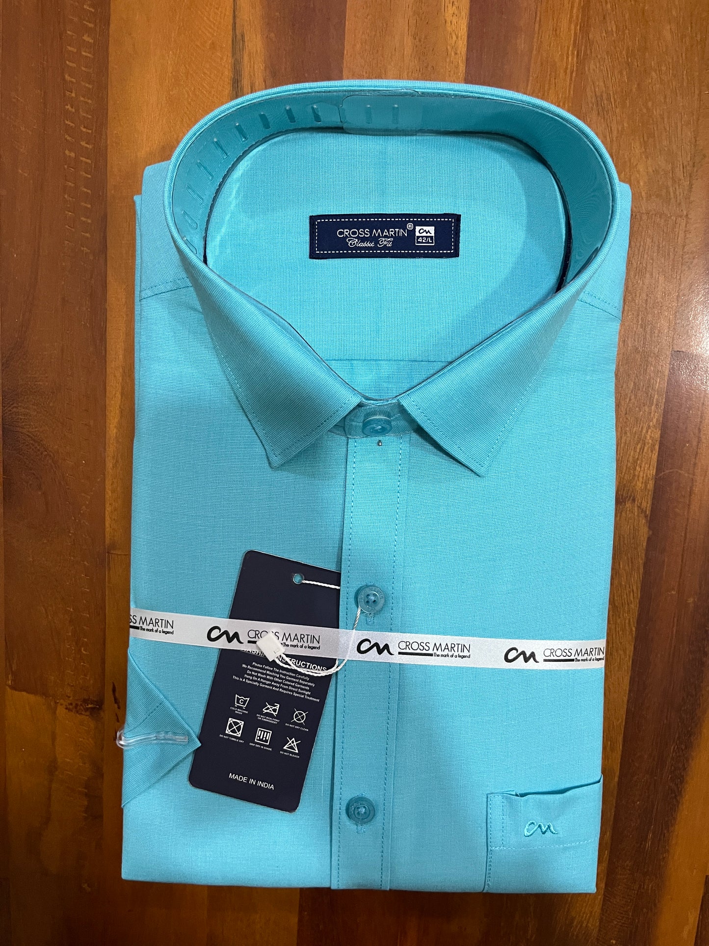 Pure Cotton Light Blue Solid Shirt (42 HS)